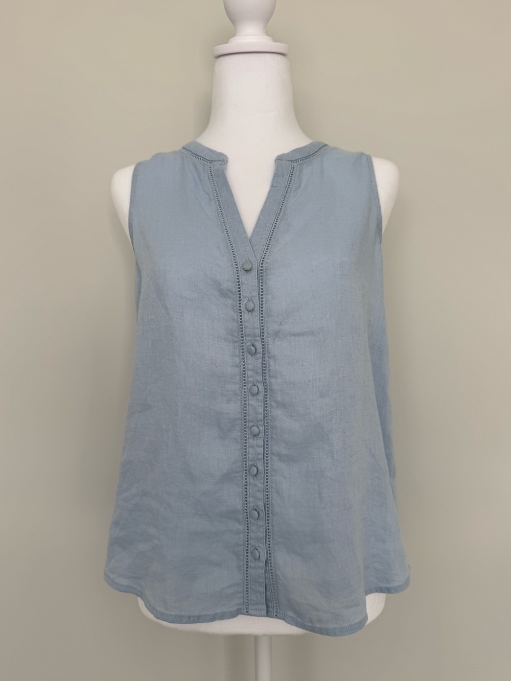 Joie Light Blue 100% Linen Sleeveless Button-Down Blouse - Size XS